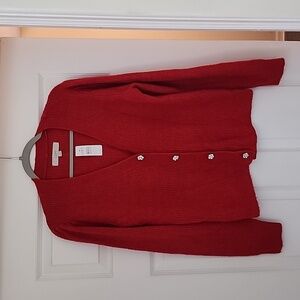 Loft, medium, red cardigan sweater